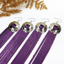 Load image into Gallery viewer, Disco Fringe Leather Earrings - Metallic Purple
