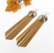 Load image into Gallery viewer, Fall Fringe Leather Earrings - Burnt Mustard
