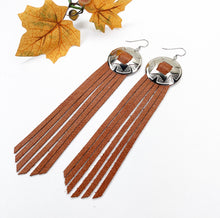 Load image into Gallery viewer, Fall Fringe Leather Earrings - Pumpkin Spice
