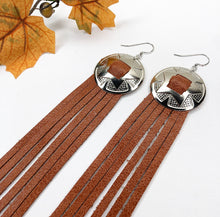Load image into Gallery viewer, Fall Fringe Leather Earrings - Pumpkin Spice
