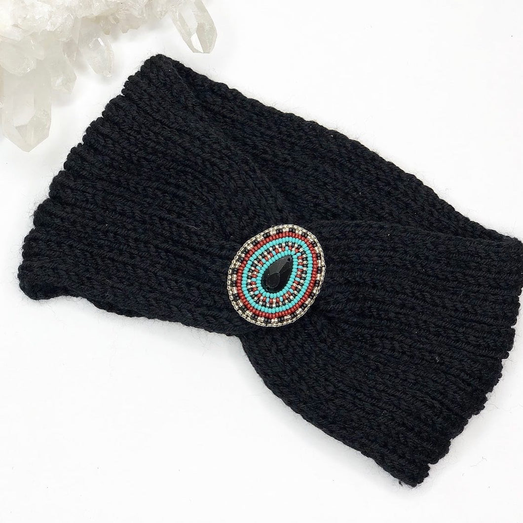 Serenity Knit Headbands with Beaded Brooch