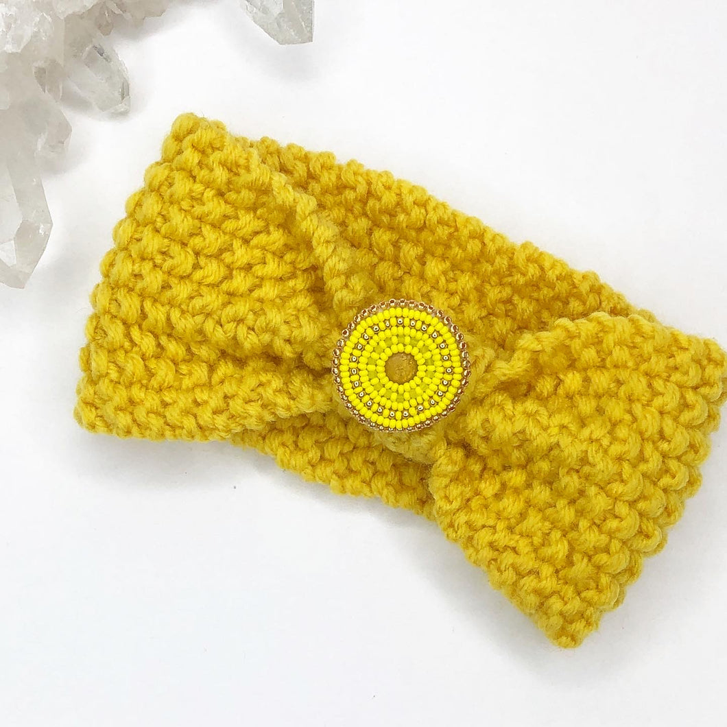 Baby/Toddler Knit Headbands with Beaded Brooch