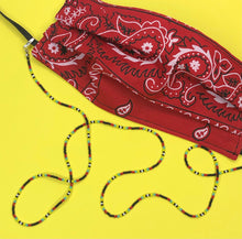 Load image into Gallery viewer, Red Paisley Mask with 4 in 1 Beaded lanyard - Mod Black
