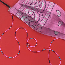 Load image into Gallery viewer, Pink Paisley Mask with 4 in 1 Beaded lanyard - Mod Pink
