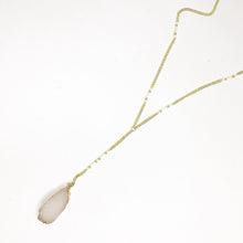 Load image into Gallery viewer, White Faux Druzy Pendant on Gold chain with White Beaded Accents
