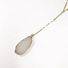 Load image into Gallery viewer, White Faux Druzy Pendant on Gold chain with White Beaded Accents
