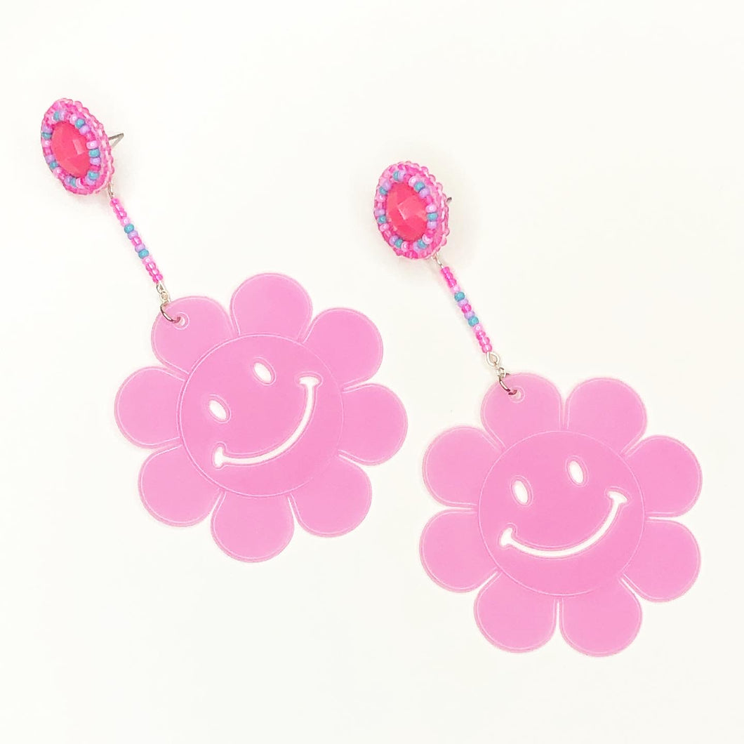 Neon Nirvana 3 in 1 Flower Power Earrings  - Pink