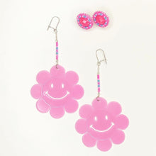 Load image into Gallery viewer, Neon Nirvana 3 in 1 Flower Power Earrings  - Pink
