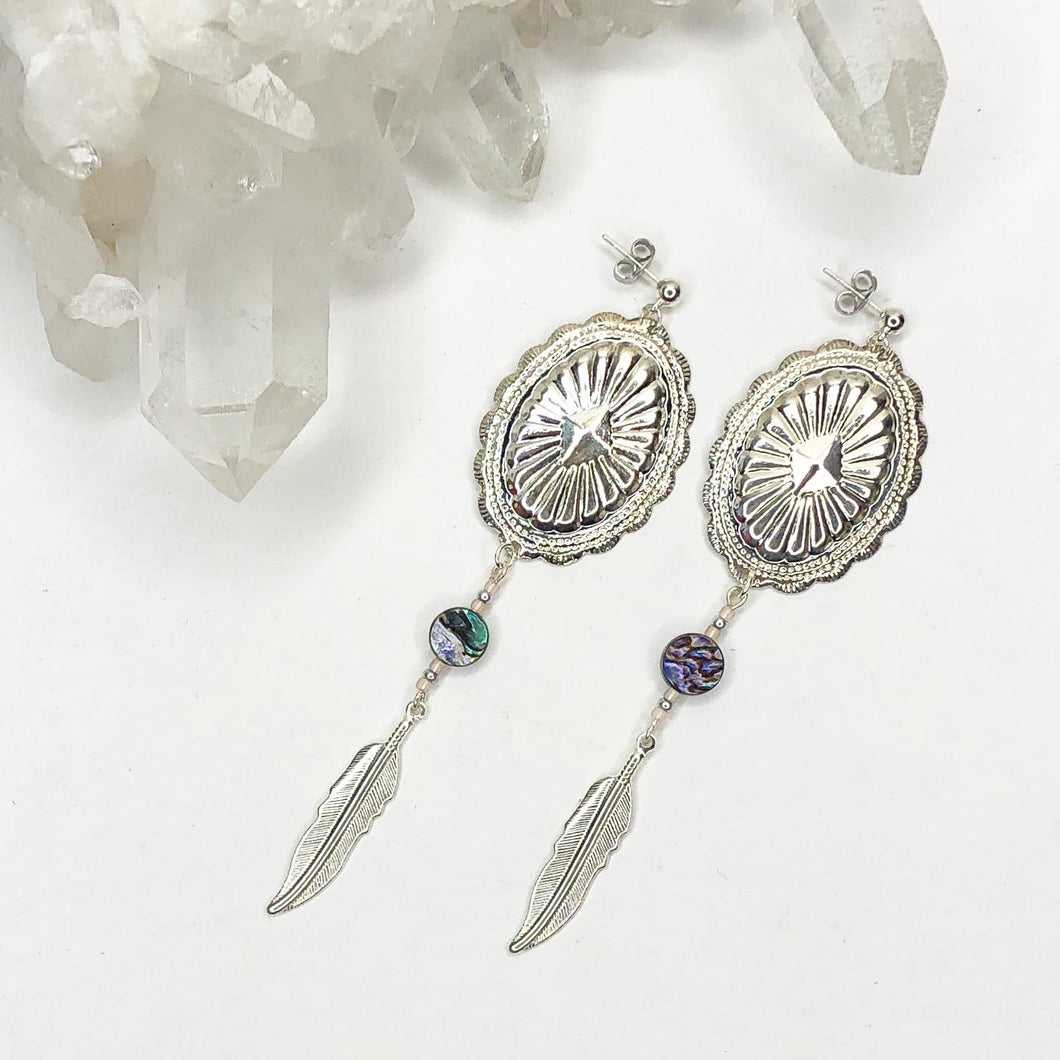 Serenity Feather Charm Earrings - Silver