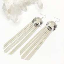 Load image into Gallery viewer, Serenity Fringe Leather Earrings - Pearl White

