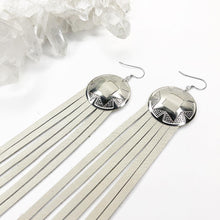 Load image into Gallery viewer, Serenity Fringe Leather Earrings - Pearl White

