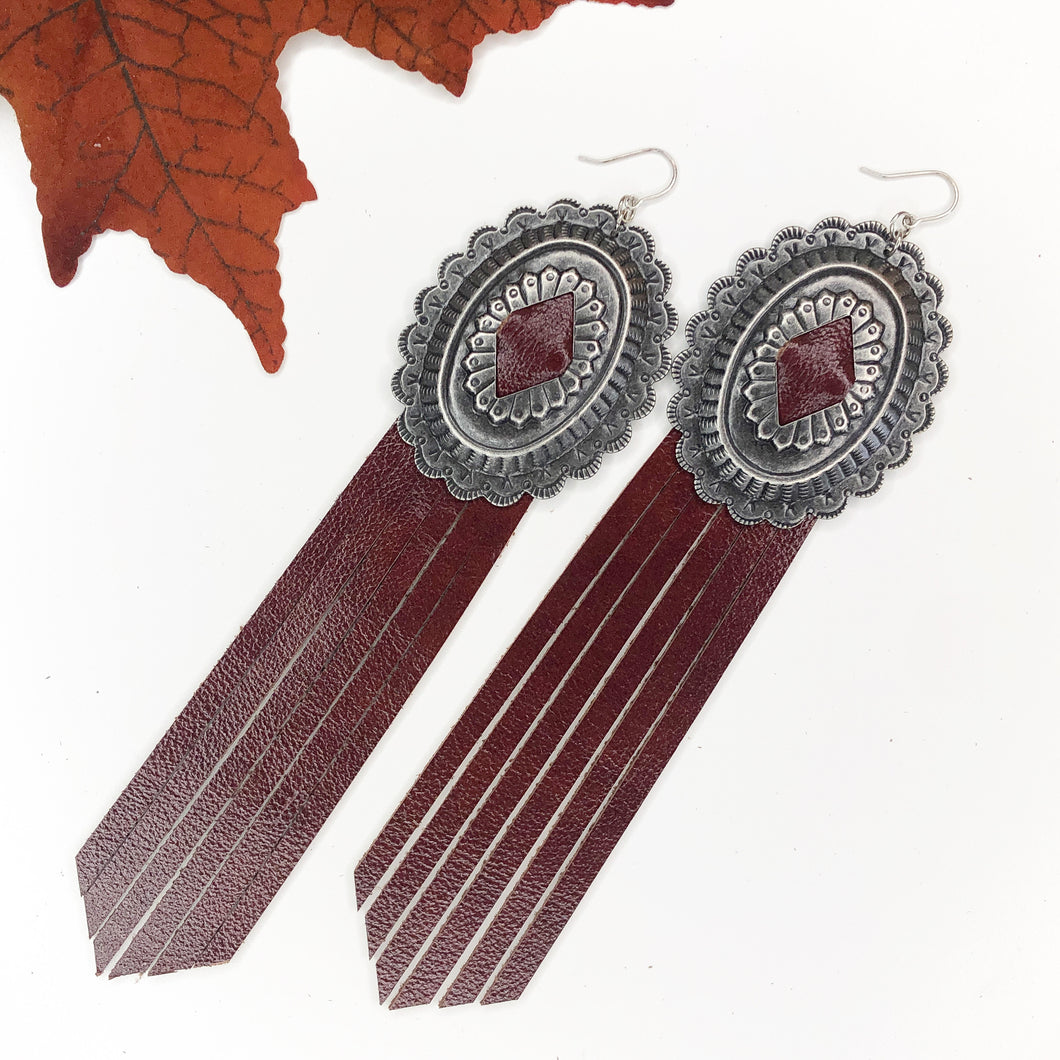 Spirits & Spells Fringe Leather Earrings - Crimson