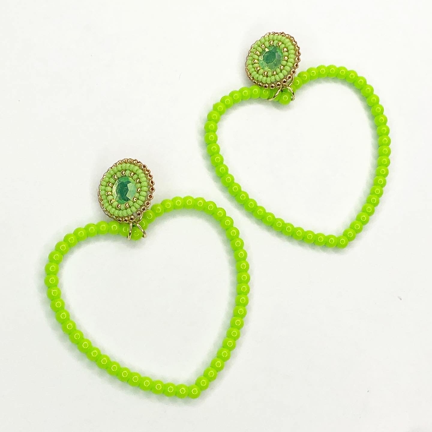 2 in 1 Sweetheart Earrings - Green