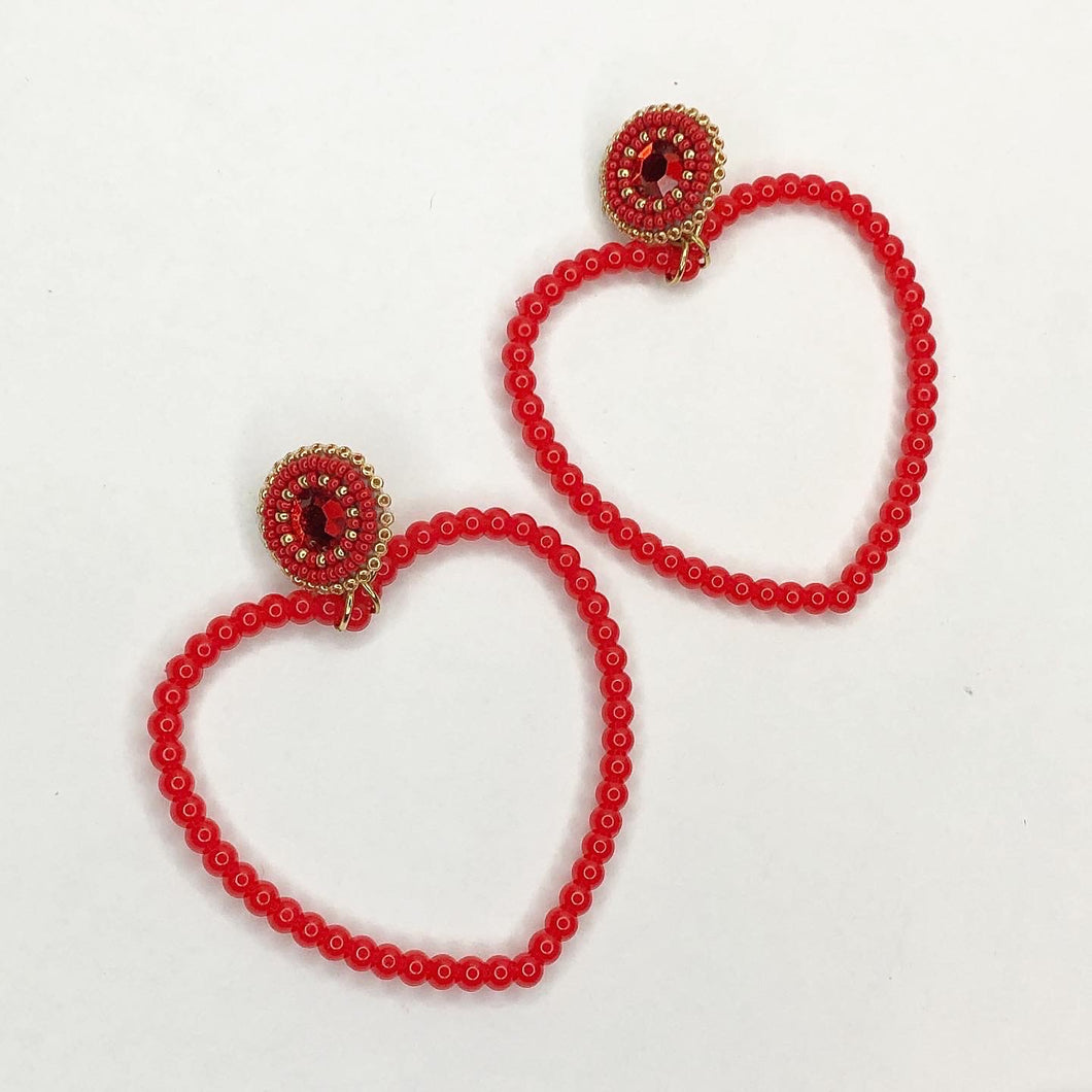 2 in 1 Sweetheart Earrings - Red